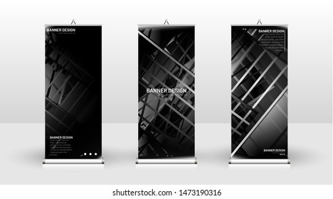 Vertical banner template design. can be used for brochures, covers, publications, etc.gray and black background and texture patterns