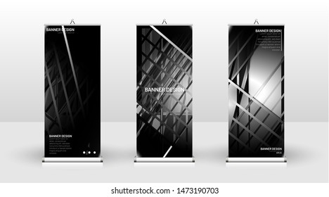 Vertical banner template design. can be used for brochures, covers, publications, etc.gray and black background and texture patterns