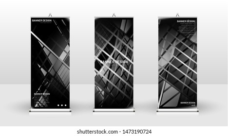 Vertical banner template design. can be used for brochures, covers, publications, etc.gray and black background and texture patterns