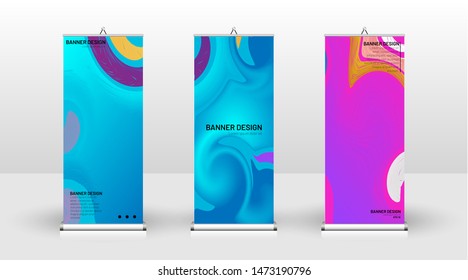 Vertical banner template design. can be used for brochures, covers, publications, etc. The concept of a liquid wave background pattern