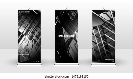 Vertical banner template design. can be used for brochures, covers, publications, etc.gray and black background and texture patterns