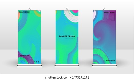 Vertical banner template design. can be used for brochures, covers, publications, etc. The concept of a liquid wave background pattern