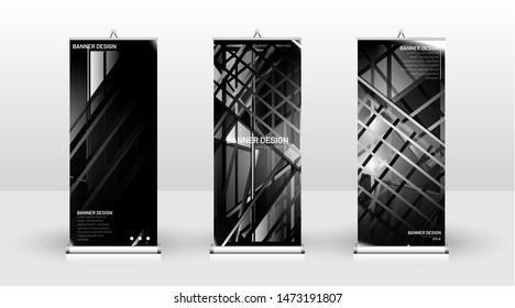 Vertical banner template design. can be used for brochures, covers, publications, etc.gray and black background and texture patterns