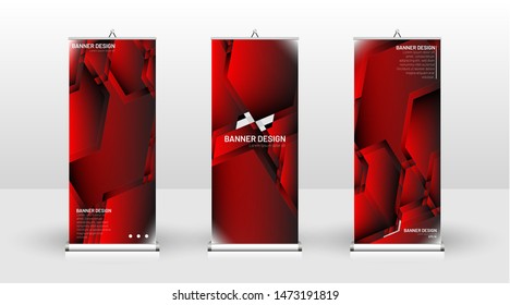 Vertical banner template design. can be used for brochures, covers, publications, etc. Concept of a geometric red vector background design
