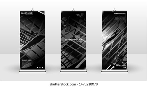 Vertical banner template design. can be used for brochures, covers, publications, etc.gray and black background and texture patterns