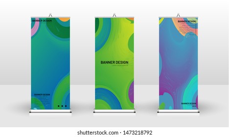 Vertical banner template design. can be used for brochures, covers, publications, etc. The concept of a liquid wave background pattern