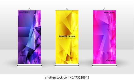 Vertical banner template design. can be used for brochures, covers, publications, etc. the concept of a triangular design background pattern