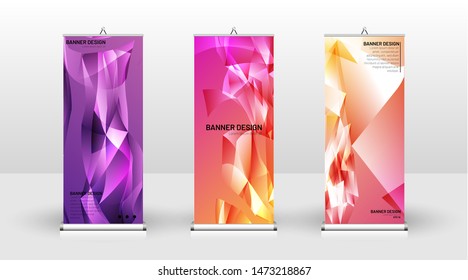 Vertical banner template design. can be used for brochures, covers, publications, etc. The concept of the background is light colored