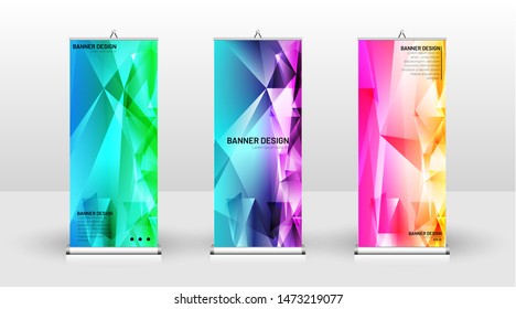 Vertical banner template design. can be used for brochures, covers, publications, etc. the concept of a triangular design background pattern