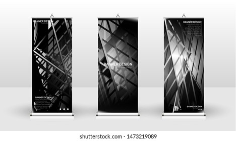 Vertical banner template design. can be used for brochures, covers, publications, etc.gray and black background and texture patterns