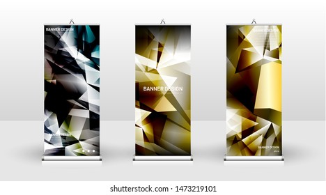 
Vertical banner template design. can be used for brochures, covers, publications, etc. the concept of a triangular design background pattern
