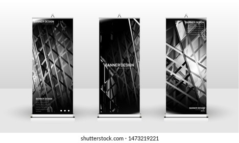 Vertical banner template design. can be used for brochures, covers, publications, etc.gray and black background and texture patterns
