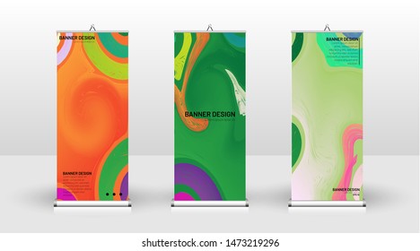Vertical banner template design. can be used for brochures, covers, publications, etc. The concept of a liquid wave background pattern