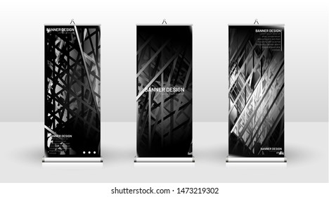 Vertical banner template design. can be used for brochures, covers, publications, etc.gray and black background and texture patterns