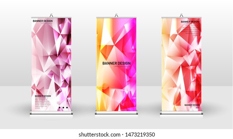 Vertical banner template design. can be used for brochures, covers, publications, etc. the concept of a triangular design background pattern
