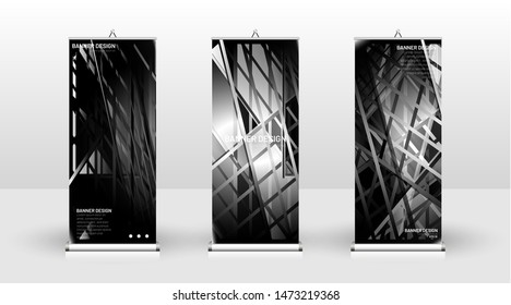 Vertical banner template design. can be used for brochures, covers, publications, etc.gray and black background and texture patterns