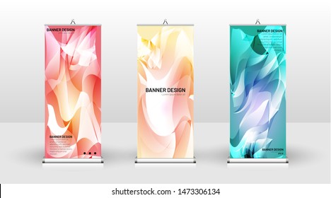 Vertical banner template design. can be used for brochures, covers, publications, etc. The concept of the background is light colored