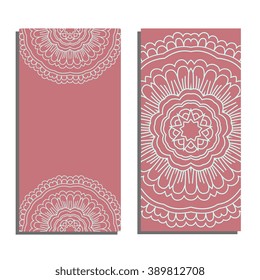 Vertical banner templates with mandala pattern. Design for flyer, banner, invitation, greeting card. Ornament flyer