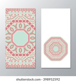 Vertical banner templates with mandala pattern. Design for flyer, banner, invitation, greeting card. Ornament flyer