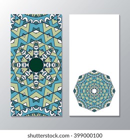 Vertical banner templates with mandala pattern. Design for flyer, banner, invitation, greeting card. Ornament flyer