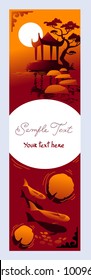 Vertical banner in traditional asian style. Abstract landscape.
