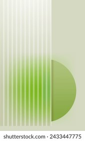 Vertical banner with transparent ribbed glass. Modern vector background