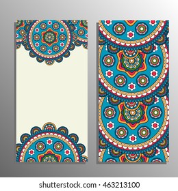 Vertical banner with tribal ornament. Vector illustration