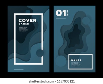 Vertical banners with 3D abstract background with paper cut shapes. Vector design layout for business presentations, flyers, posters and invitations