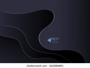 Vertical banners with 3D abstract background, black paper cut shapes. Vector design layout for business presentations, flyers, posters and invitations. Dark carving art
