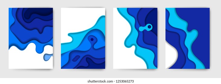 Vertical banners. Abstract background. Cutted figures from paper. Vector design for business presentations, leaflets, banners, invitations.