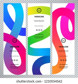 Vertical Banners with Abstract Colorful Dynamic Shapes. Vector Bright Backgrounds Design 