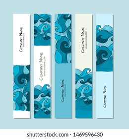 Vertical banners design. Sea waves background