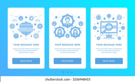Vertical banners flat thin line icons vector illustration. Set symbols for website graphics and promotion materials.
