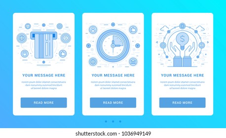Vertical banners flat thin line icons vector illustration. Set symbols for website graphics and promotion materials.