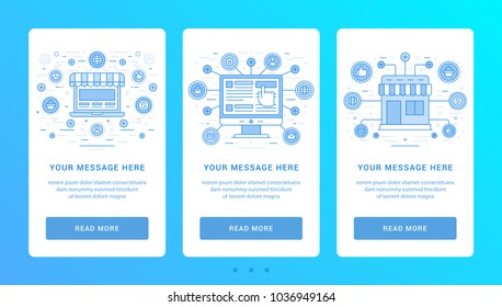 Vertical banners flat thin line icons vector illustration. Set symbols for website graphics and promotion materials.