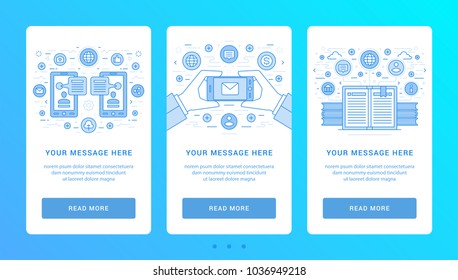 Vertical banners flat thin line icons vector illustration. Set symbols for website graphics and promotion materials.