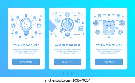 Vertical banners flat thin line icons vector illustration. Set symbols for website graphics and promotion materials.