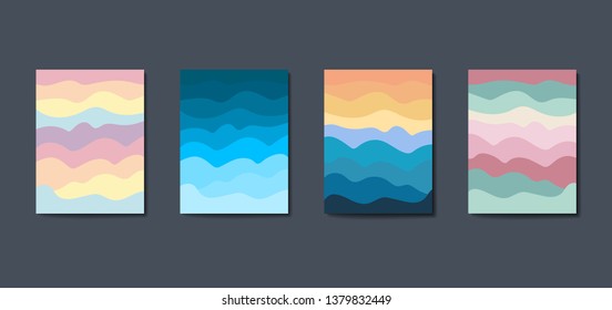 Vertical banners set with 3D abstract background and paper cut shapes. Vector design layout for business presentations, flyers, posters and invitations. Colorful carving art