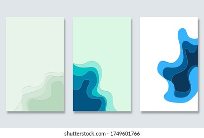 Vertical banners set with 3D abstract background and paper cut shapes. Modern design.