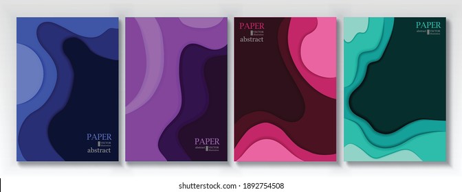 Vertical banners set with 3D abstract background and paper cut shapes. Vector design layout for business presentations, flyers, posters and invitations.