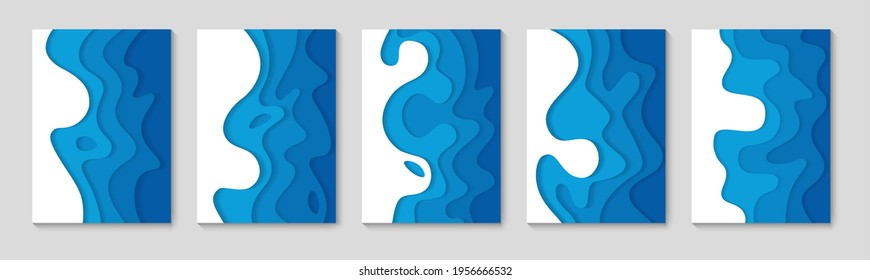 Vertical banners set with 3D abstract background and paper cut shapes. Modern background for covers, invitations, posters, banners, flyers, posters.