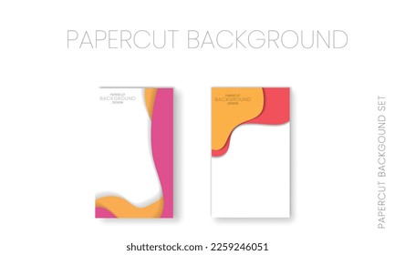 Vertical banners set with 3D abstract background and paper cut shapes. Vector design layout for business presentations, background, etc. Colorful carving art