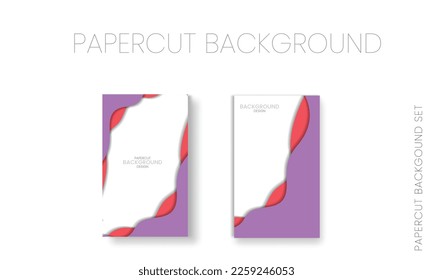 Vertical banners set with 3D abstract background and paper cut shapes. Vector design layout for business presentations, background, etc. Colorful carving art