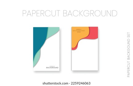Vertical banners set with 3D abstract background and paper cut shapes. Vector design layout for business presentations, background, etc. Colorful carving art