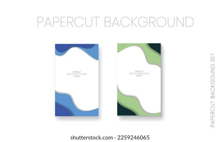 Vertical banners set with 3D abstract background and paper cut shapes. Vector design layout for business presentations, background, etc. Colorful carving art