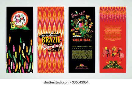 Vertical banners  set with  Brazil Carnival Backgrounds. 