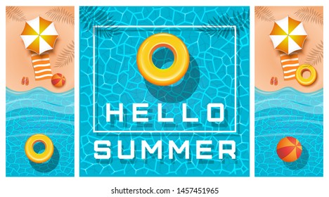 Vertical banners set on the theme of summer recreation. Summer design collection. Vector illustration