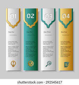 vertical Banners template with 3d persian arabesque elements