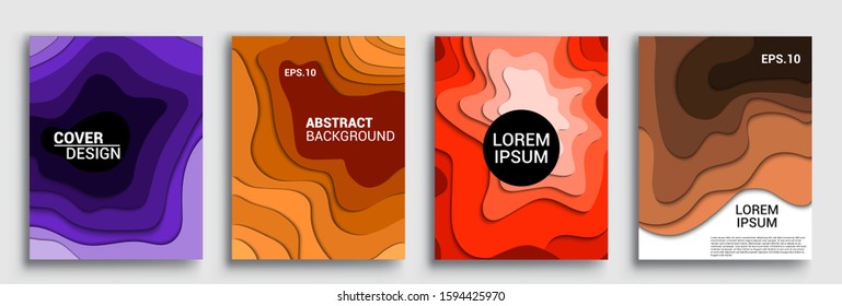 Vertical banners templates with 3D abstract, Modern abstract background and cover with paper cut style. Trendy carving art style. Vector design layout