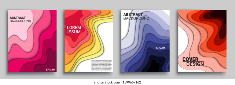 Vertical banners templates with 3D abstract, Modern abstract background and cover with paper cut style. Trendy carving art style. Vector design layout